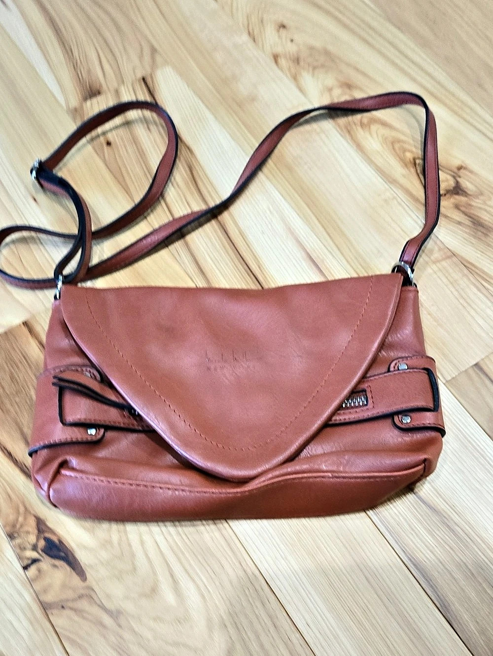Nicole Miller Leather Brown Crossbody Bag